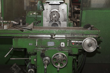 Metalworking machines working mechanisms are shot close-up 