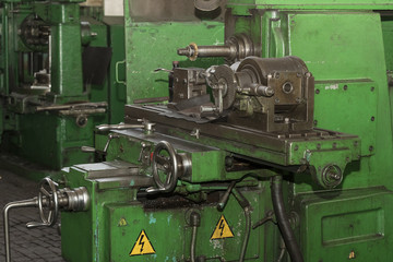 Metalworking machines working mechanisms are shot close-up 