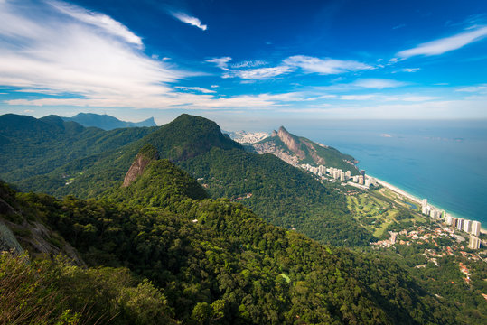 Fototapeta Tijuca National Forest Mountains in Rio de Janeiro, View From Pedra Bonita