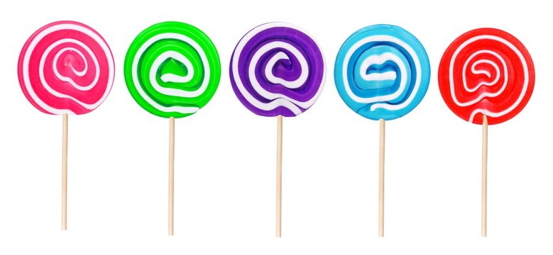 Lollipops in a variety of colors isolated on a white background