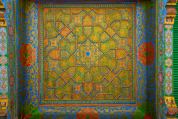 Colorful ceiling of Hazrat Khizr mosque, Samarkand