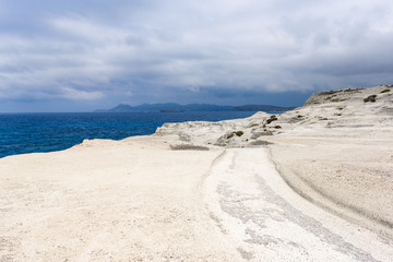Sarakiniko Beach located on the north shore of the island of Milos. Cyclades Islands, Greece
