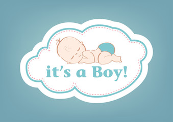It's a Boy!, beautiful card to celebrate the new family member. In a pastel blue background!