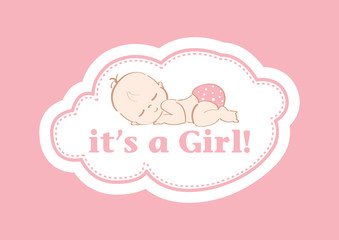 It's a Girl - Beautiful card to celebrate the new family member. In a pastel pink lines color background!