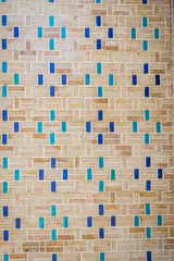 Wall with blue tiles pattern