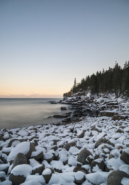 Otter Cliffs In Acadia National Park In Winter