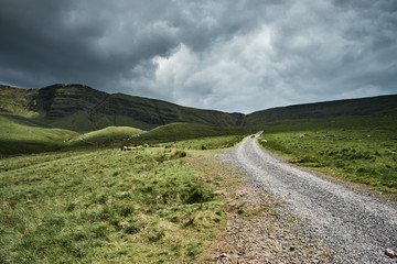 Llyn y fan fach, the welsh lake in Brecon Beacons national Park, the path
