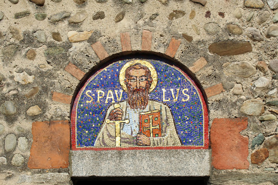 Mosaic on a romanesque church facade