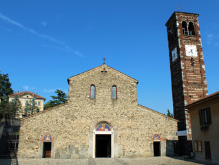 Romanesque italian church and belfry (basilica of Agliate)