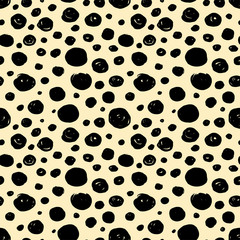  Polka Dot pattern.Textile ink brush strokes texture in doodle grunge style.