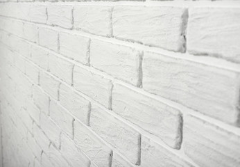 white brick wall, angle view, abstract background photo