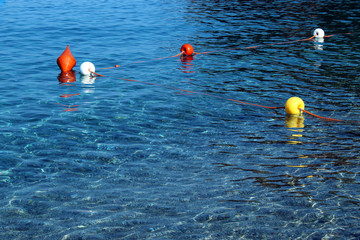 Buoys floating on the sea