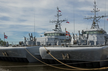 TWO WARSHIPS - Norwegian Mineships at the port quay © Wojciech Wrzesień