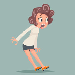 Female Stress Shok Emotion Fear Horror Depression Busineswoman Character Icon Retro Vintage Cartoon Design Vector Illustration