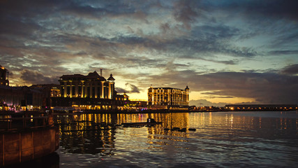 Embankment of Port Louis at sunset time, Mauritius