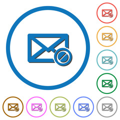 Blocked mail icons with shadows and outlines