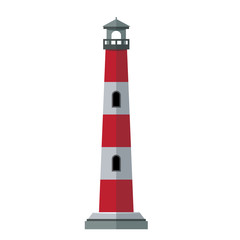 Vector cartoon flat and solid color lighthouses. Searchlight tower