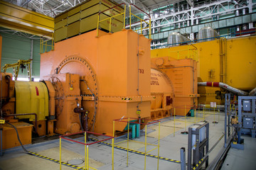 Turbo generator at the machinery room of Nuclear Power Plant.