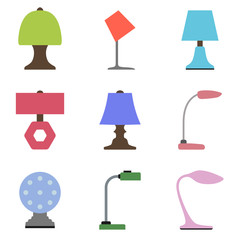 Seamless background of of table lamp. Home lighting. Table lamps in flat style. Vector illustrator.