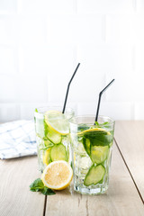 Fresh water with lemon and mint