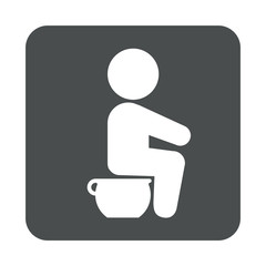 Icono plano bebe en orinal en cuadrado gris