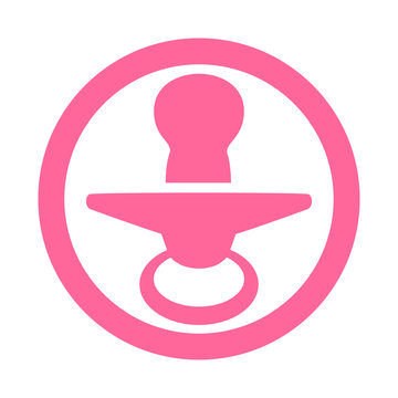 Icono plano chupete vertical en circulo color rosa