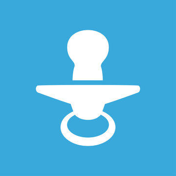 Icono plano chupete vertical blanco en fondo azul