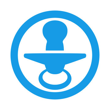 Icono plano chupete vertical en circulo color azul