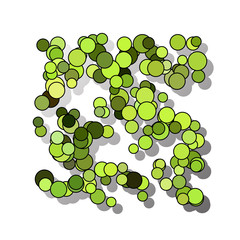 Funny hilarious, amusing pattern with bright circles. natural green background.