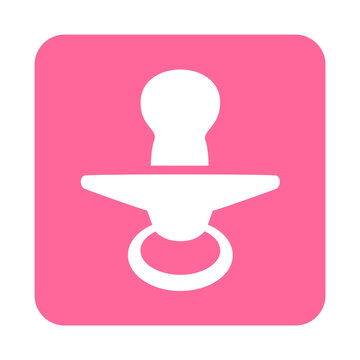 Icono plano chupete vertical en cuadrado rosa