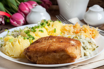 Fried fish fillet of cod.