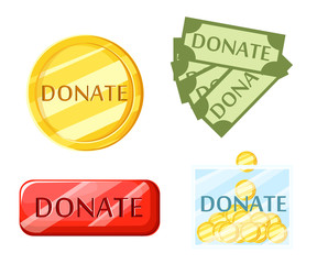 Donate help symbols charity organization flat icons set of food and donation hand abstract isolated vector illustration