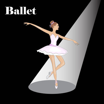 Vector image of a ballerina on stage