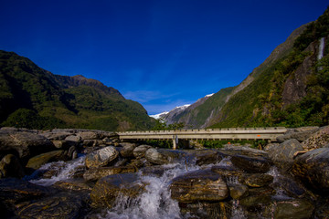 Beautiful view of Franz Josef Glacier in Westland National Park on the West Coast of South Island in New Zealand