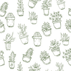 Cactus pattern vintage retro vector background illustration
