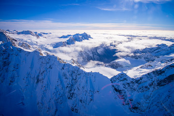 Nice view of Grossglockner peak and glacier from KaiserFranz Josef Glacier National Park, in New Zealand in the Austrian Alps