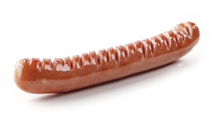 Grilled sausage on white background