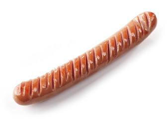 Grilled sausage on white background