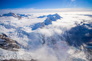 Nice view of Grossglockner peak and glacier from KaiserFranz Josef Glacier National Park, in New Zealand in the Austrian Alps