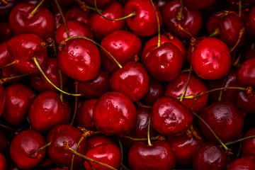 lots of ripe juicy red cherries
