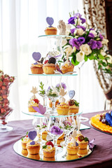 Candy on a glass hill. The concept of food, party and wedding.