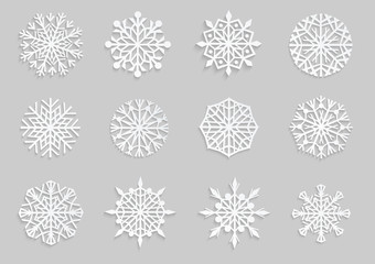  Snowflakes set. Background for winter and christmas theme. Vector illustration.  EPS10.