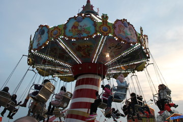 merry go round carousel   fairground ride swings spin fair merry- go-round  stock, photo,...