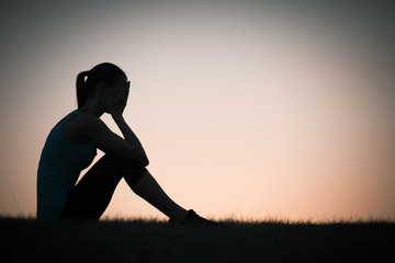 Sad and lonely woman. 