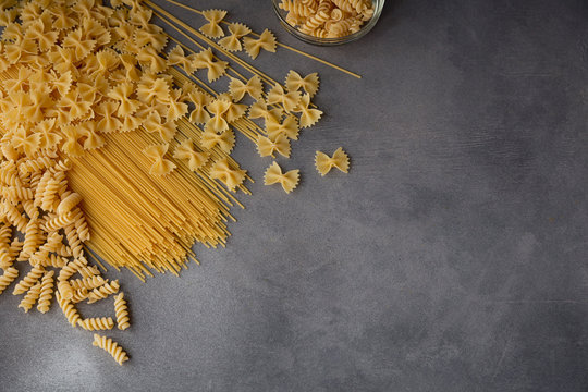 Composition of uncooked italian pasta.