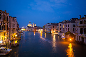 Fototapeta na wymiar Panoramic view of famous Canal Grande from Rialto Bridge in Venice, Italy