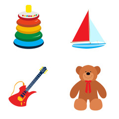 Set of toys on a white background, Vector illustration