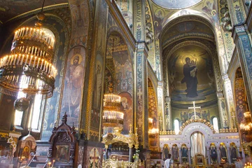Foto op Canvas St. Vladimir's Cathedral Kiev, Ukraine. Interior inside. The Vladimir Cathedral painted by Victor Vasnetsov © Elizaveta