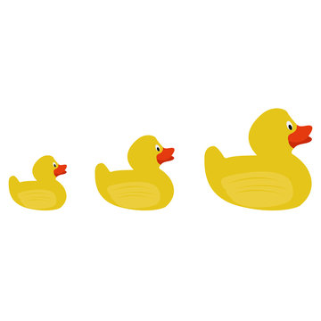 Group of rubber ducks on a white background, Vector illustration