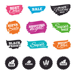 Natural fresh Bio food icons.